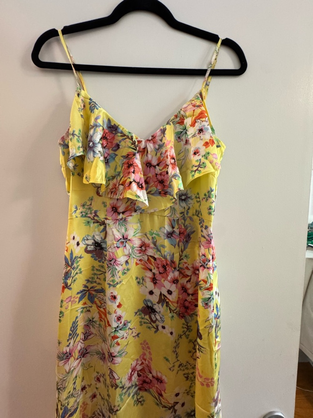 Yellow Floral Ruffle Maxi Dress - Picture 2 of 5